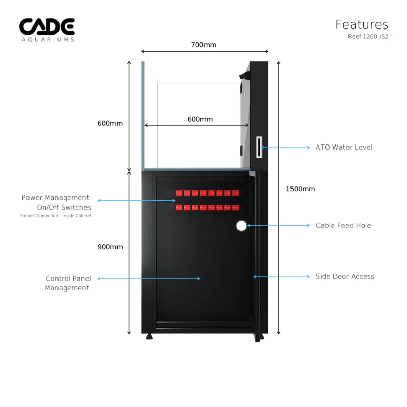 CADE Reef S2 Classic 1200 (Black/White) (120x70x60cm) - Image 11