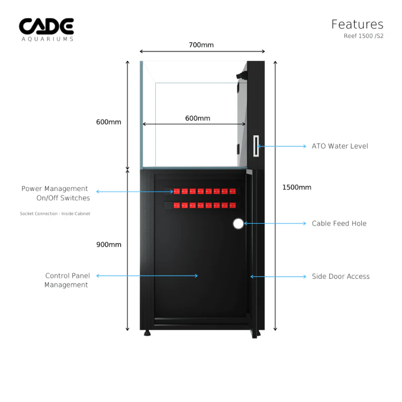 CADE Reef S2 Classic 1500 (Black/White) (150x70x60cm) - Image 7