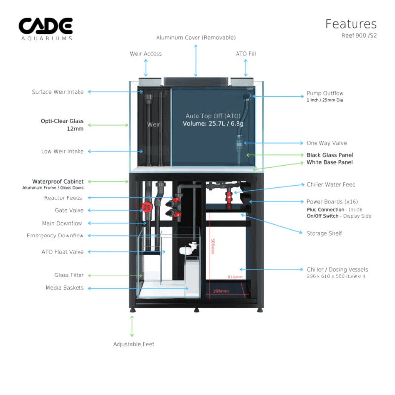 CADE Reef S2 Classic 900 (Black/White) (90x70x60cm) - Image 5