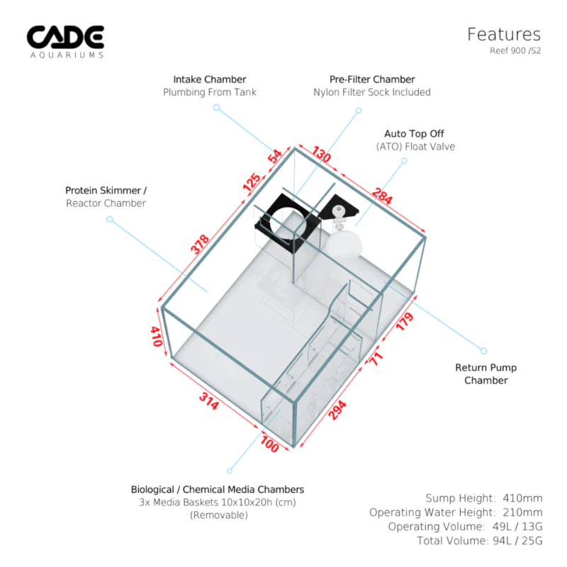 CADE Reef S2 Classic 900 (Black/White) (90x70x60cm) - Image 7