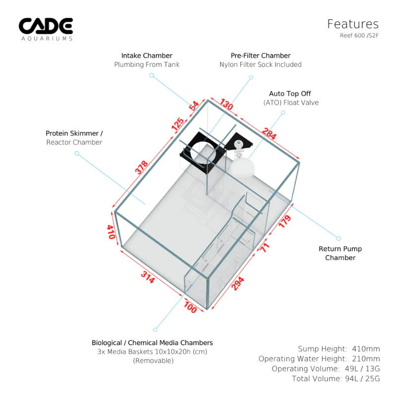 CADE Reef S2 Frag 600 (Black/White) (60x70x35cm) - Image 5