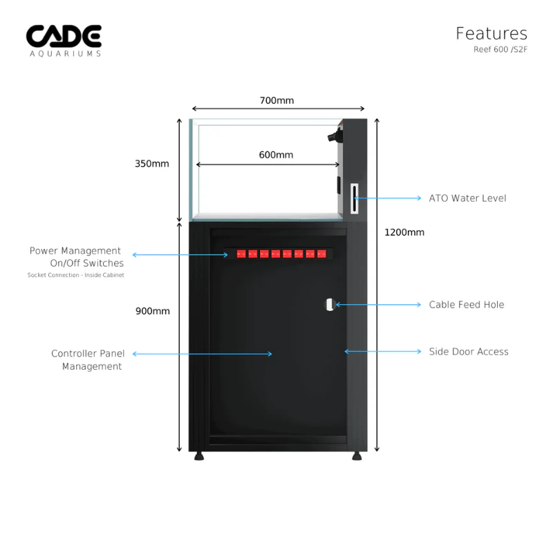 CADE Reef S2 Frag 600 (Black/White) (60x70x35cm) - Image 6