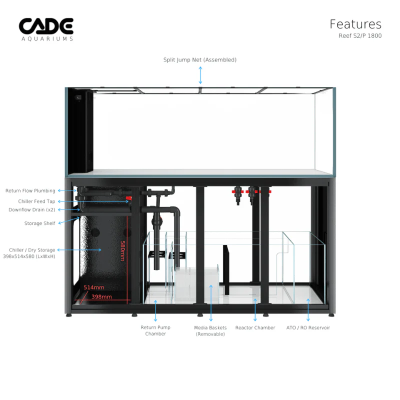 CADE Reef S2 Peninsula 1800 (Black/White) (180x80x60cm) - Image 3