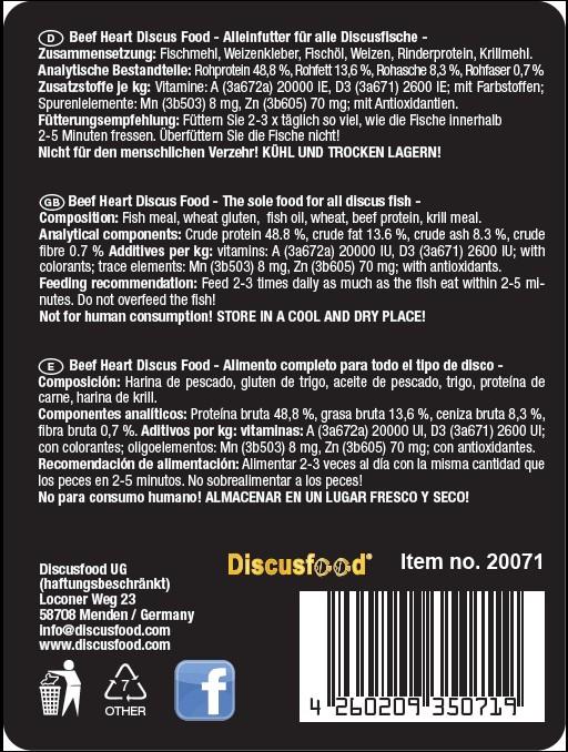 DiscusFood BH (Beef Heart) Soft Granulate (High Growth Diet) (80/230g) - Image 3