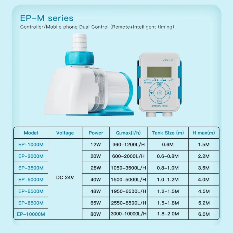 JEBAO EP Water Pump - Controller/Mobile phone Dual Control (Remote + Intelligent Timing) - (EP3500M/EP5000M/EP6500M/EP8500M/EP10000M) - Image 9
