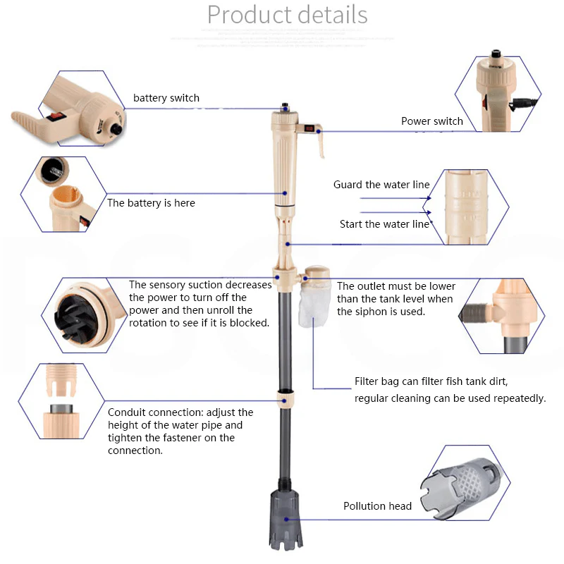 JENECA AS-615A Battery Gravel Cleaner (Sand cleaner for Fish Tank) - Image 2
