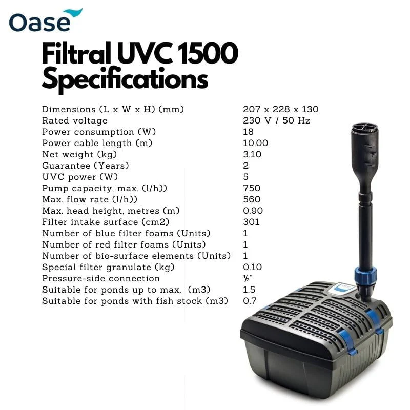 OASE Filtral UVC (1500/3000/6000) (All-In-One Mini Pond Filter) - Image 7