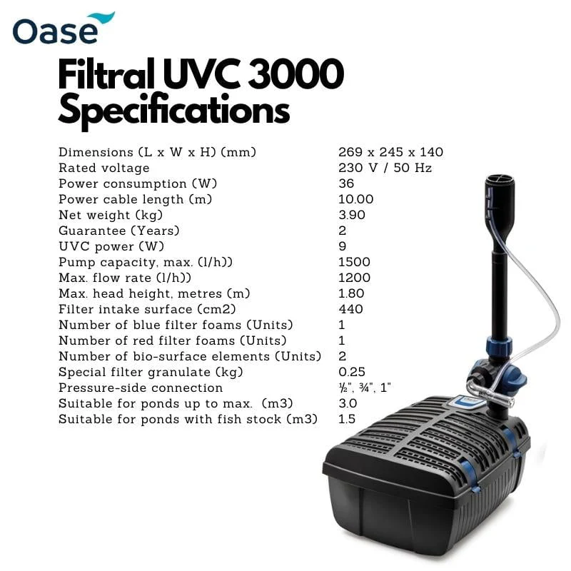 OASE Filtral UVC (1500/3000/6000) (All-In-One Mini Pond Filter) - Image 8