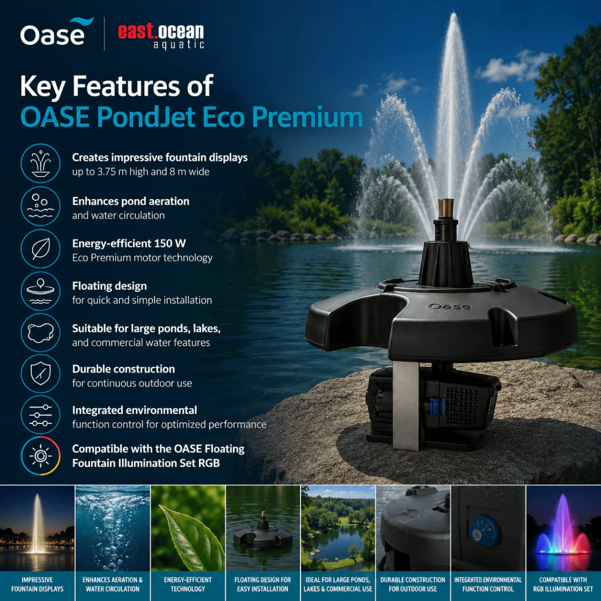 OASE PondJet Eco Premium (with Floating fountain illumination set RGB) - Image 7