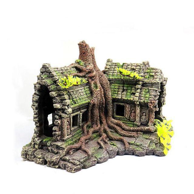 RQ1808 Wooden House Aquarium Decoration 29.5x19.5x19cm - Image 2
