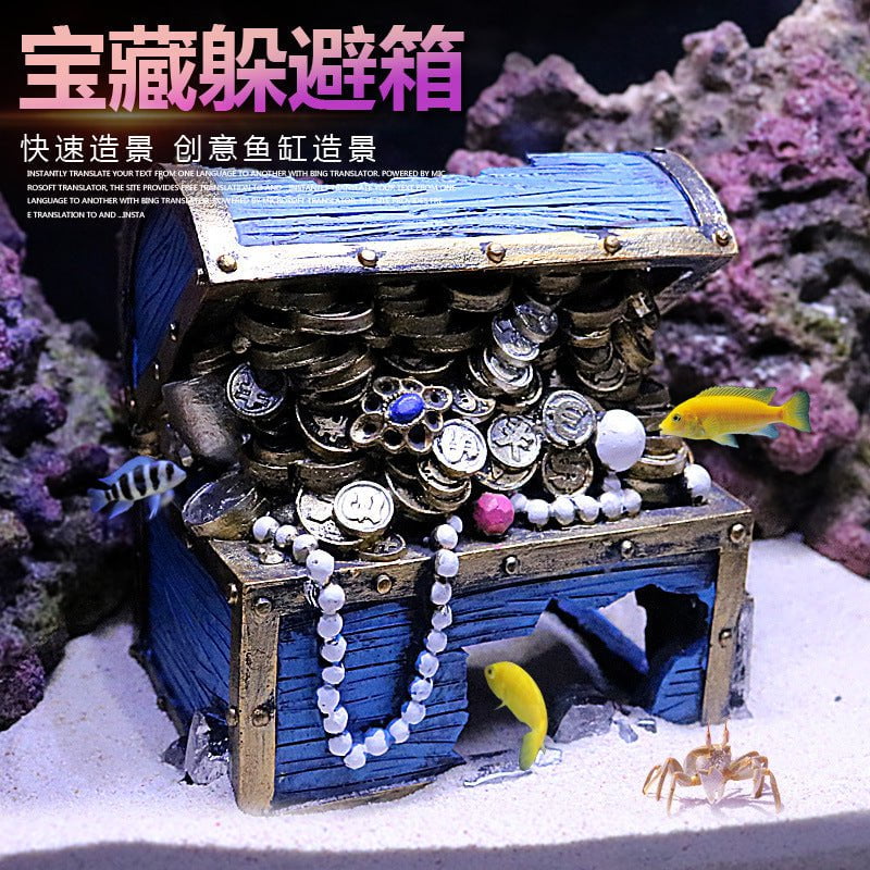 RQ2009 Treasure Chest Aquarium Decoration 13.5x10x13cm - Image 2