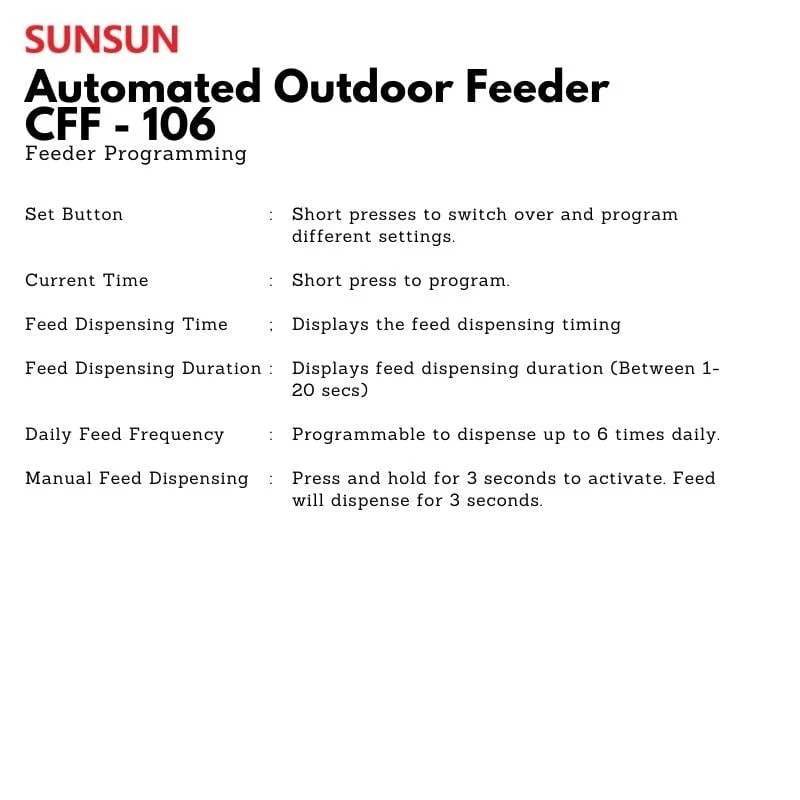 SUNSUN CFF-106 Automated Outdoor Feeder (For Ponds) - Image 6