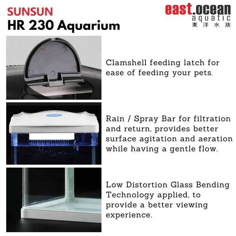 SUNSUN HR-230 Aquarium (23cm) - Tank Only (Black / White) - Image 3