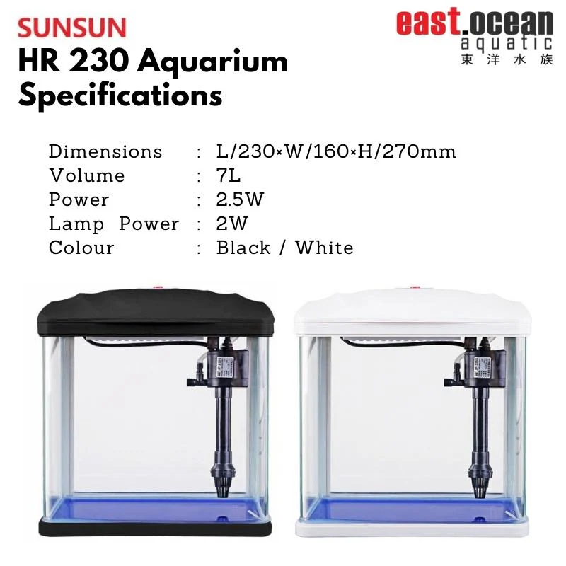 SUNSUN HR-230 Aquarium (23cm) - Tank Only (Black / White) - Image 6