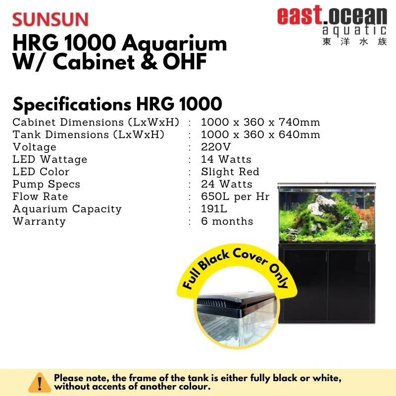 SUNSUN HRG-1000 Aquarium (100cm) Set - Tank & Cabinet (Black & White) - Image 4