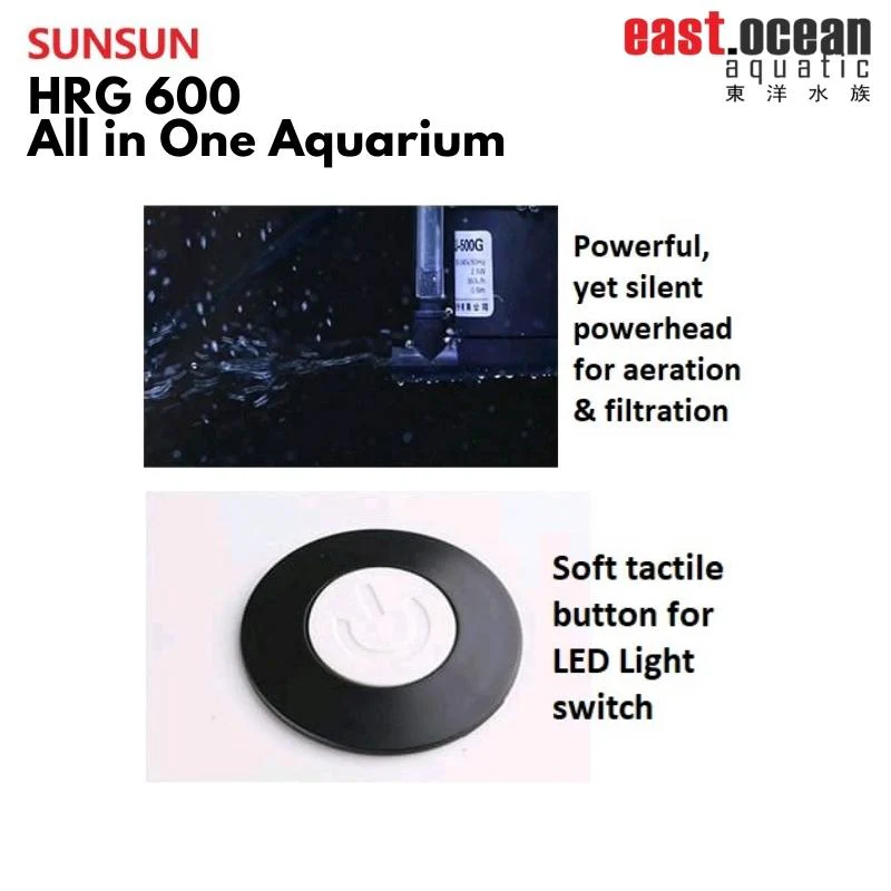 SUNSUN HRG-600 Aquarium (60cm) - Tank Only (Black / White) - Image 3