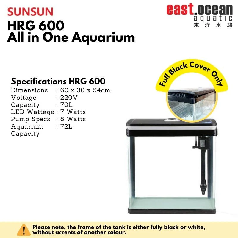 SUNSUN HRG-600 Aquarium (60cm) - Tank Only (Black / White) - Image 7