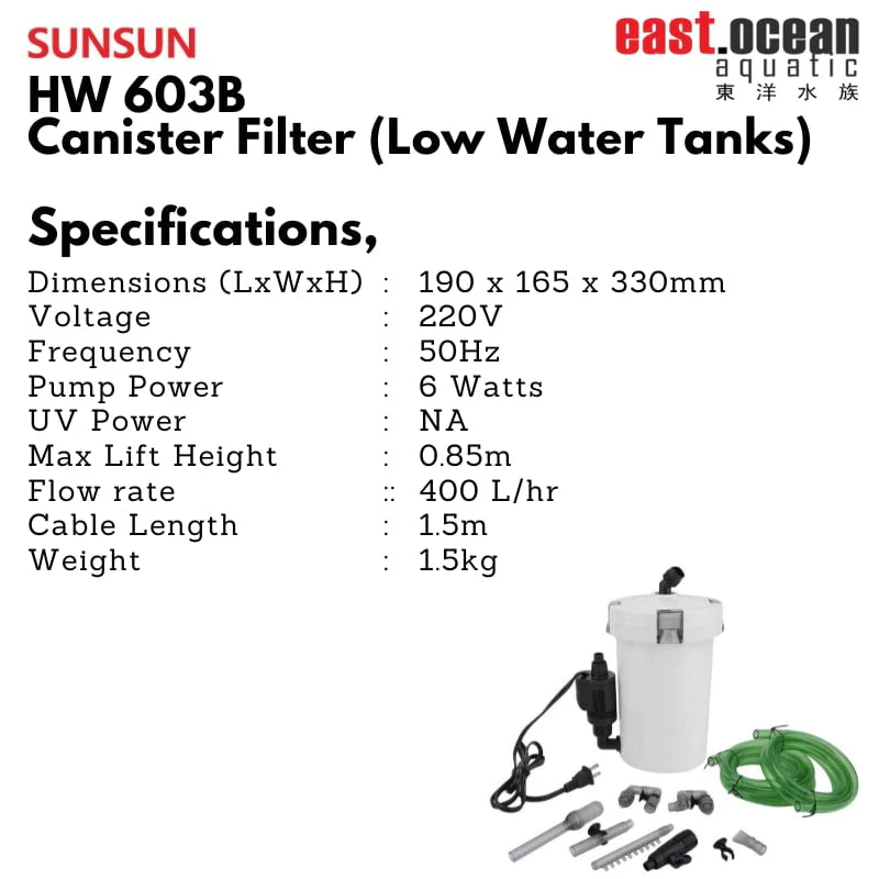SUNSUN 602B / 603B - 6W Canister Filter (Non-UV) - Image 8