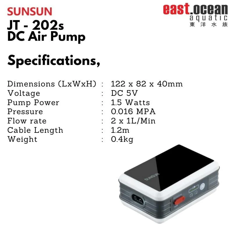 SUNSUN JT-202s DC Air Pump (rehargeable) - Image 6