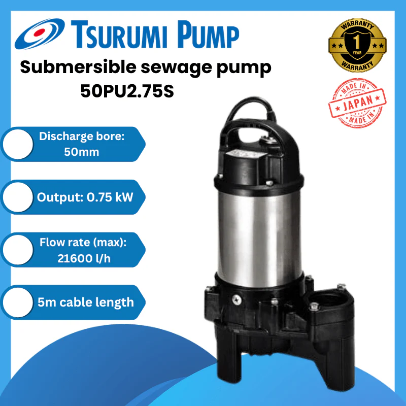 Tsurumi Submersible Sewage Pump - 50PU2.75S (No Float)