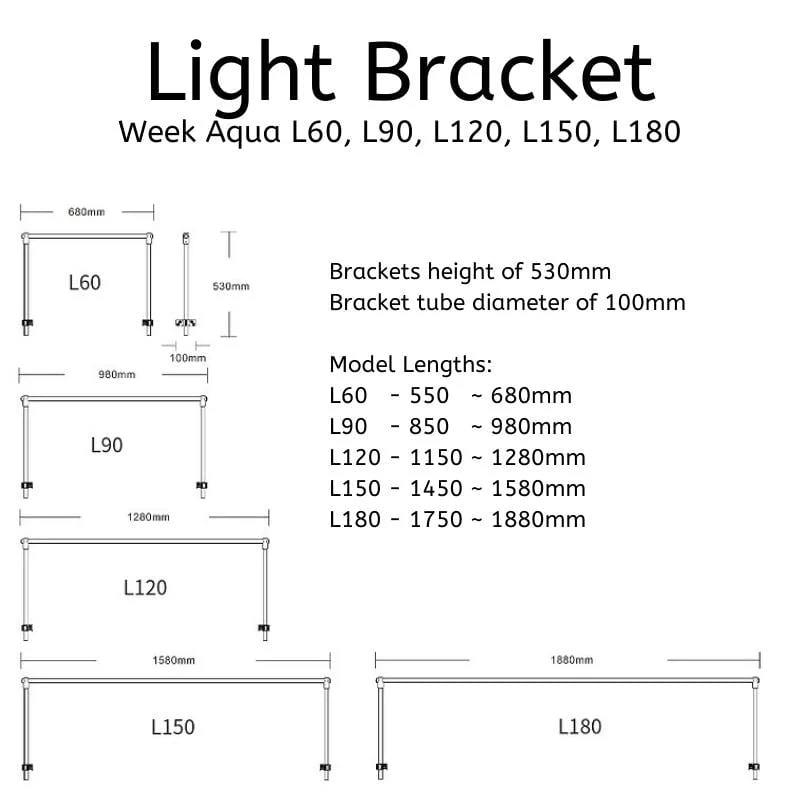 Week Aqua L Lighting Bracket (60/90/120/150/180cm) - Image 5