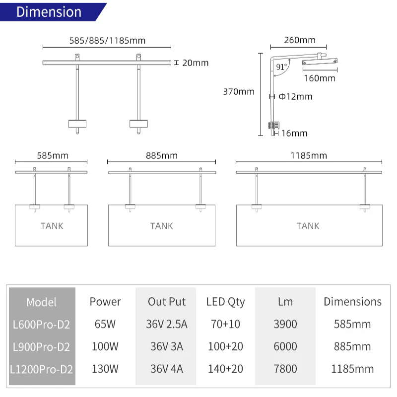 Week Aqua L-series Pro D Light (60 - 120cm) Black - Image 2