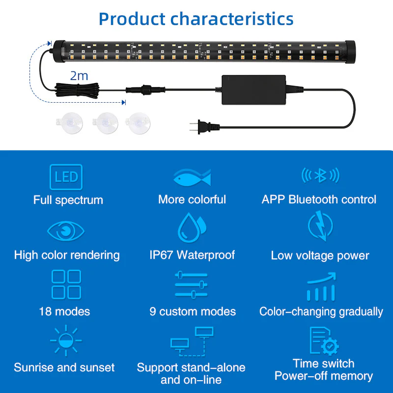 Week aqua T12 Submersible Tanning Light (2ft,3ft,4ft,5ft)-Full spectrum aquarium lamp - Image 4