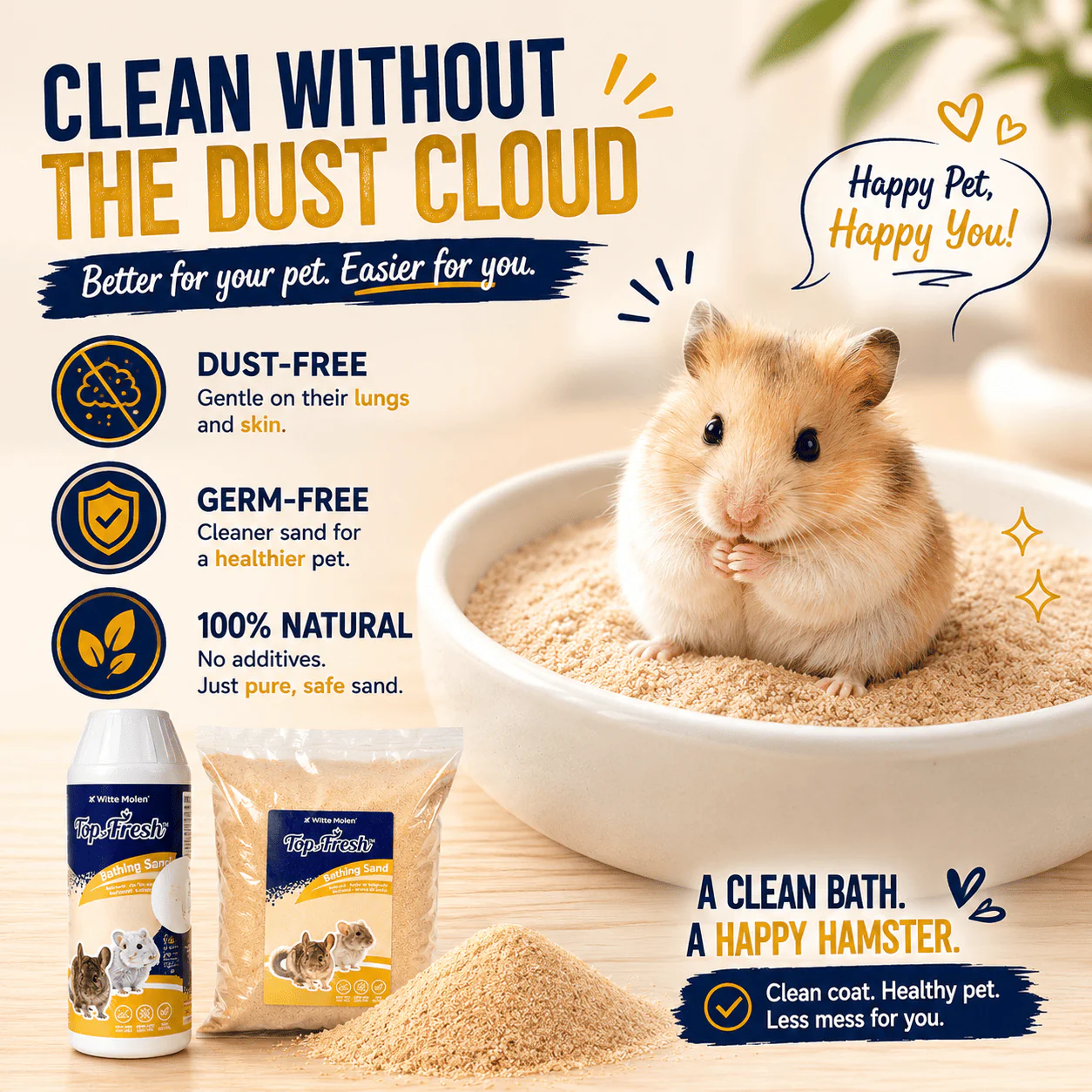 WITTE MOLEN TopFresh Chinchilla Bathing Sand | Dust Free Small Animal Sand Bath - Image 4